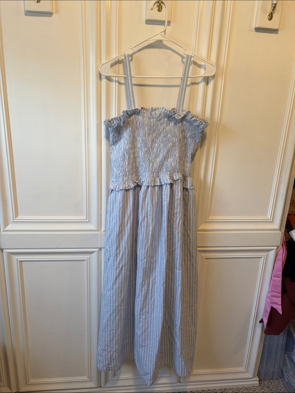 Universal Thread Light Blue and White Striped Maxi Sundress